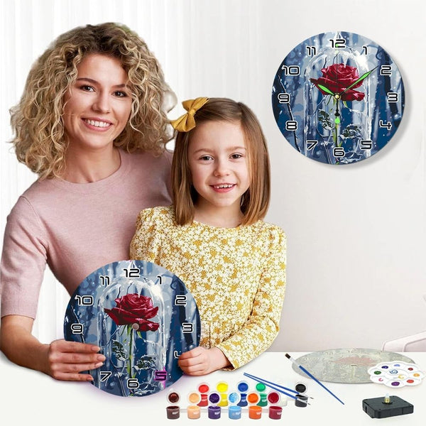 Paint by Numbers Clock - Enchanted Rose