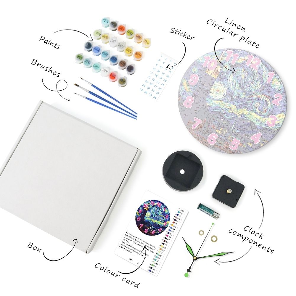 Paint by Numbers Clock - Starry Night