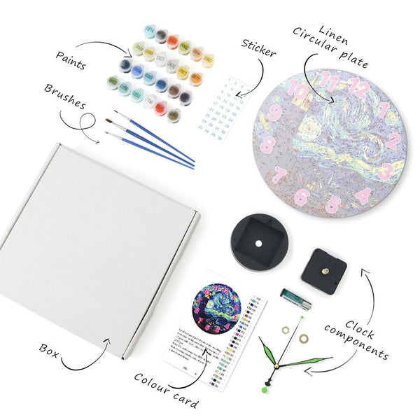 Paint by Numbers Clock - Starry Night