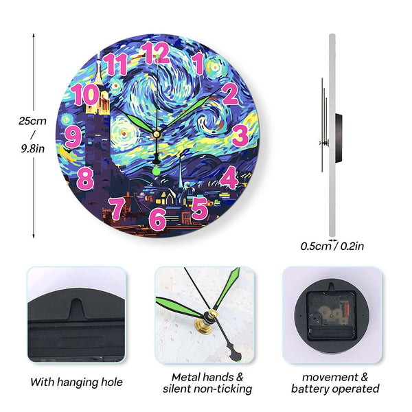 Paint by Numbers Clock - Starry Night