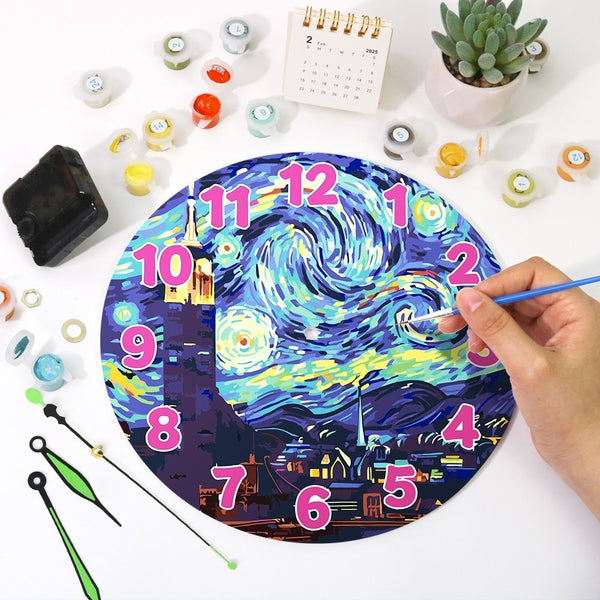 Paint by Numbers Clock - Starry Night