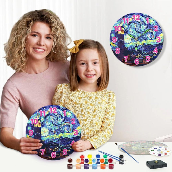 Paint by Numbers Clock - Starry Night
