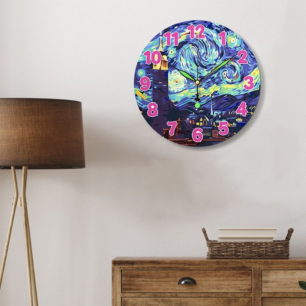 Paint by Numbers Clock - Starry Night