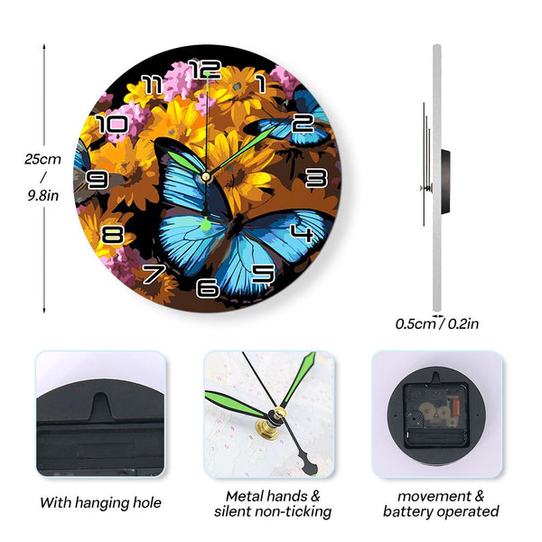 Paint by Numbers Clock - Butterflies & Flowers