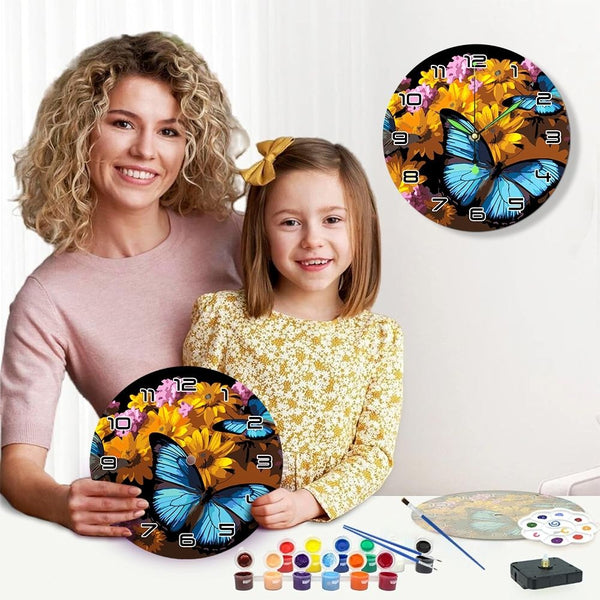 Paint by Numbers Clock - Butterflies & Flowers