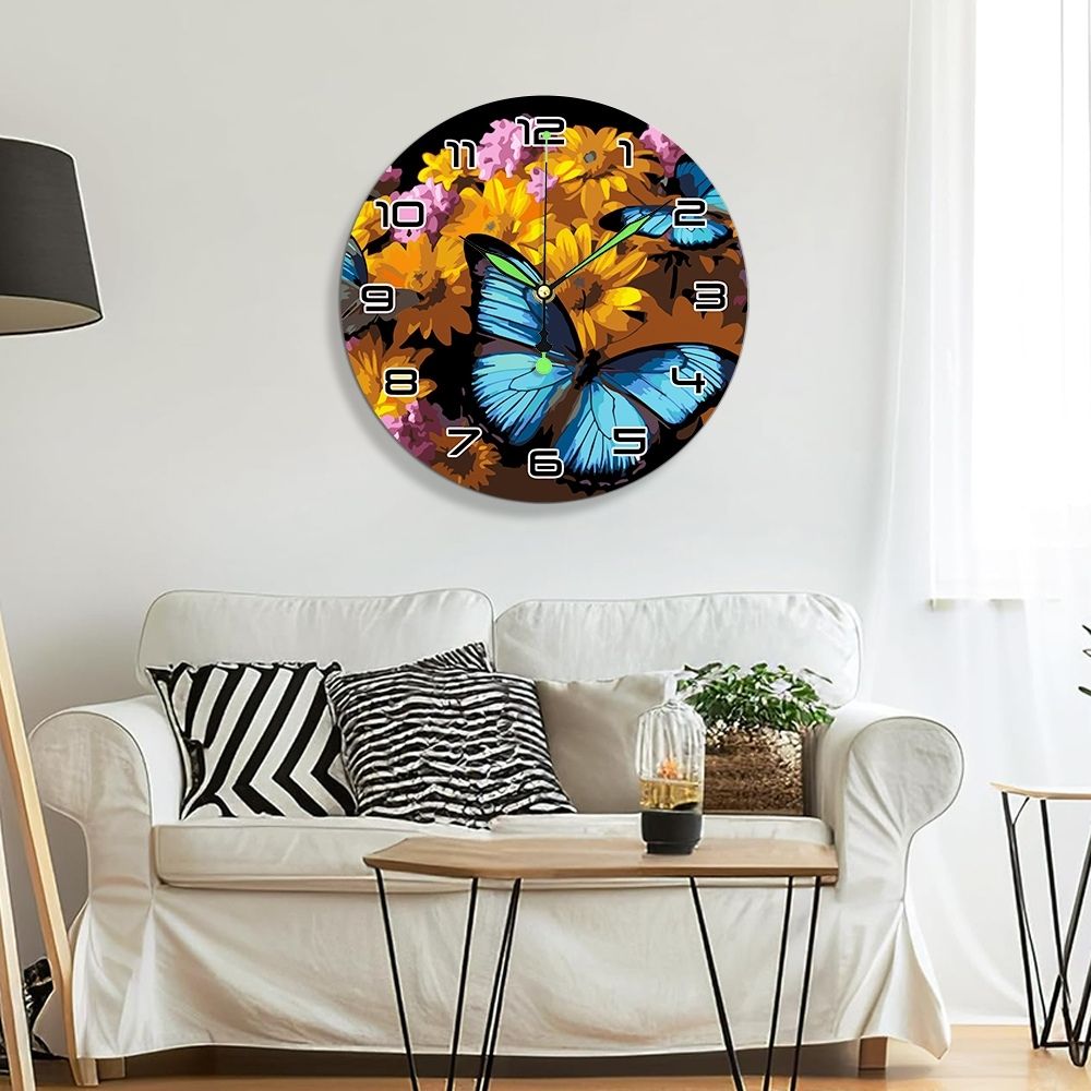 Paint by Numbers Clock - Butterflies & Flowers