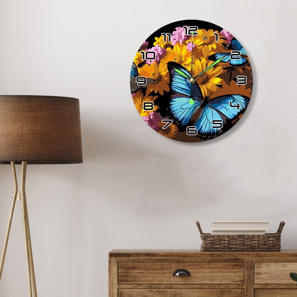 Paint by Numbers Clock - Butterflies & Flowers