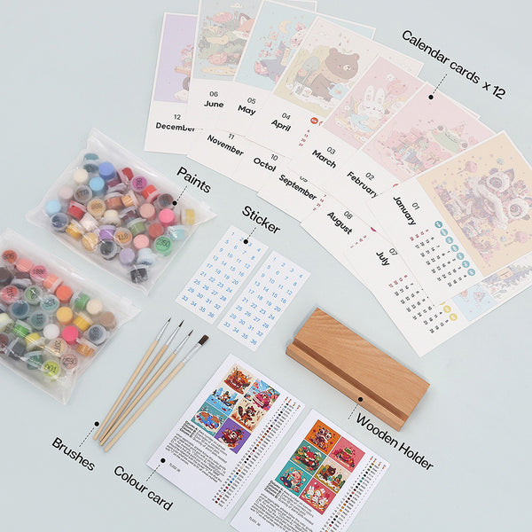 2025 Paint by numbers Calendar - Cute animals