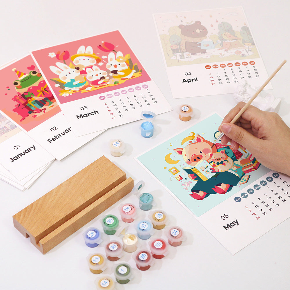 2025 Paint by numbers Calendar - Cute animals