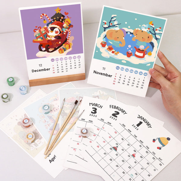 2025 Paint by numbers Calendar - Cute animals