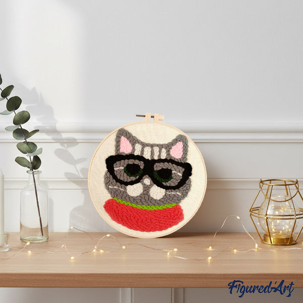 Punch Needle Kit - Nerdy Cat