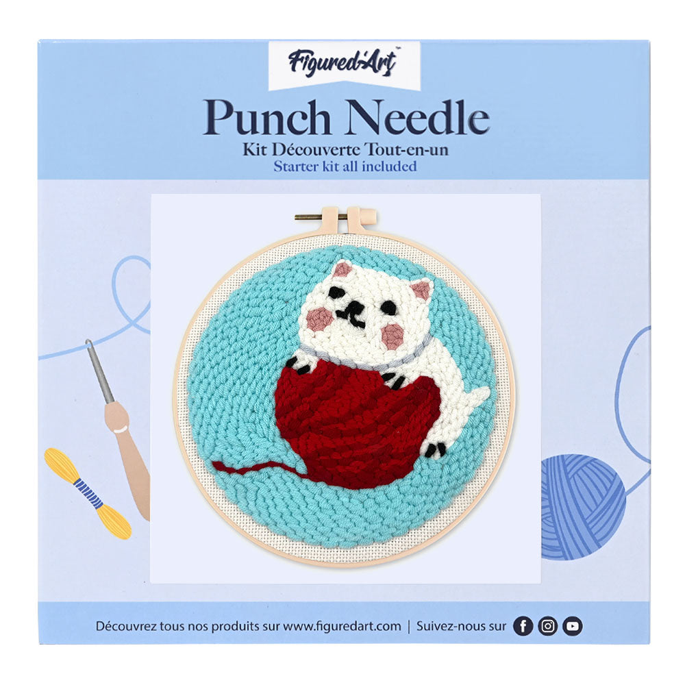 Punch Needle Kit - Cat with Yarn Ball
