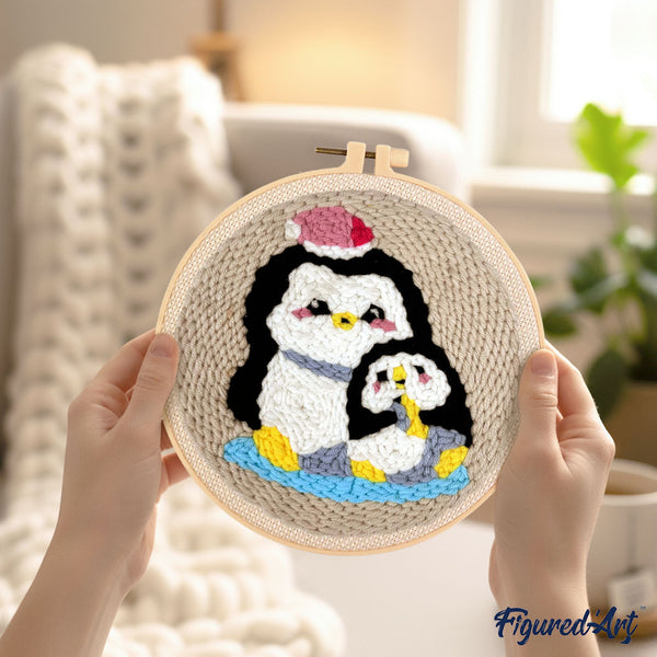 Punch Needle Kit - Mom & Baby Penguin