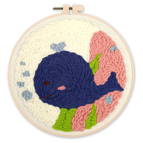 Punch Needle Kit - Smiling Blue Whale