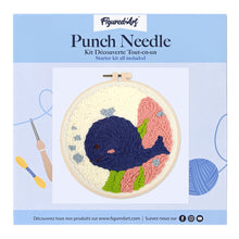 Load image into Gallery viewer, Punch Needle Kit - Smiling Blue Whale