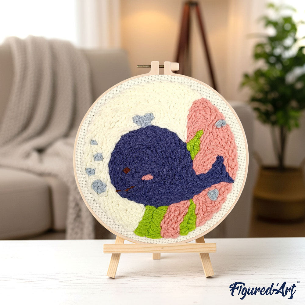 Punch Needle Kit - Smiling Blue Whale