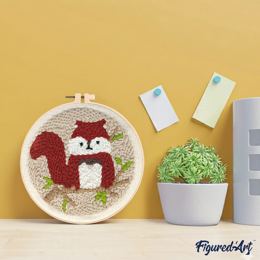 Punch Needle Kit - Cute Squirrel