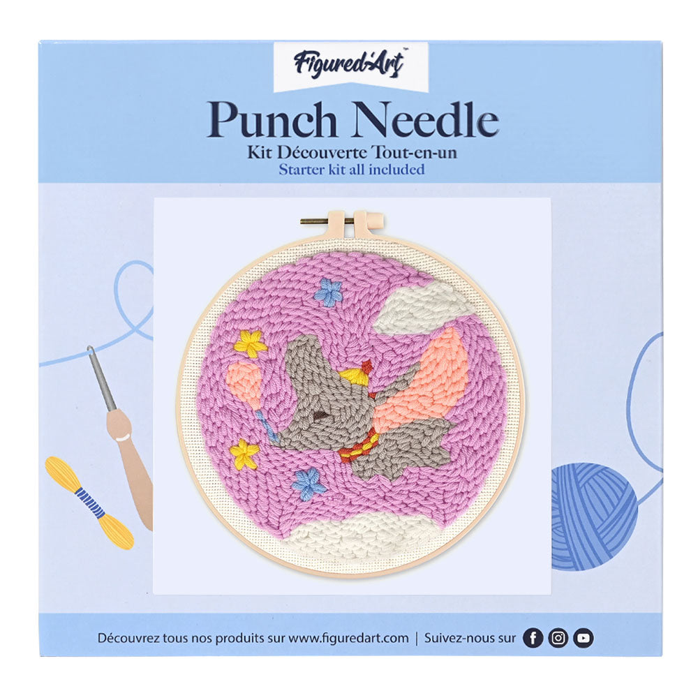 Punch Needle Kit - Flying Elephant