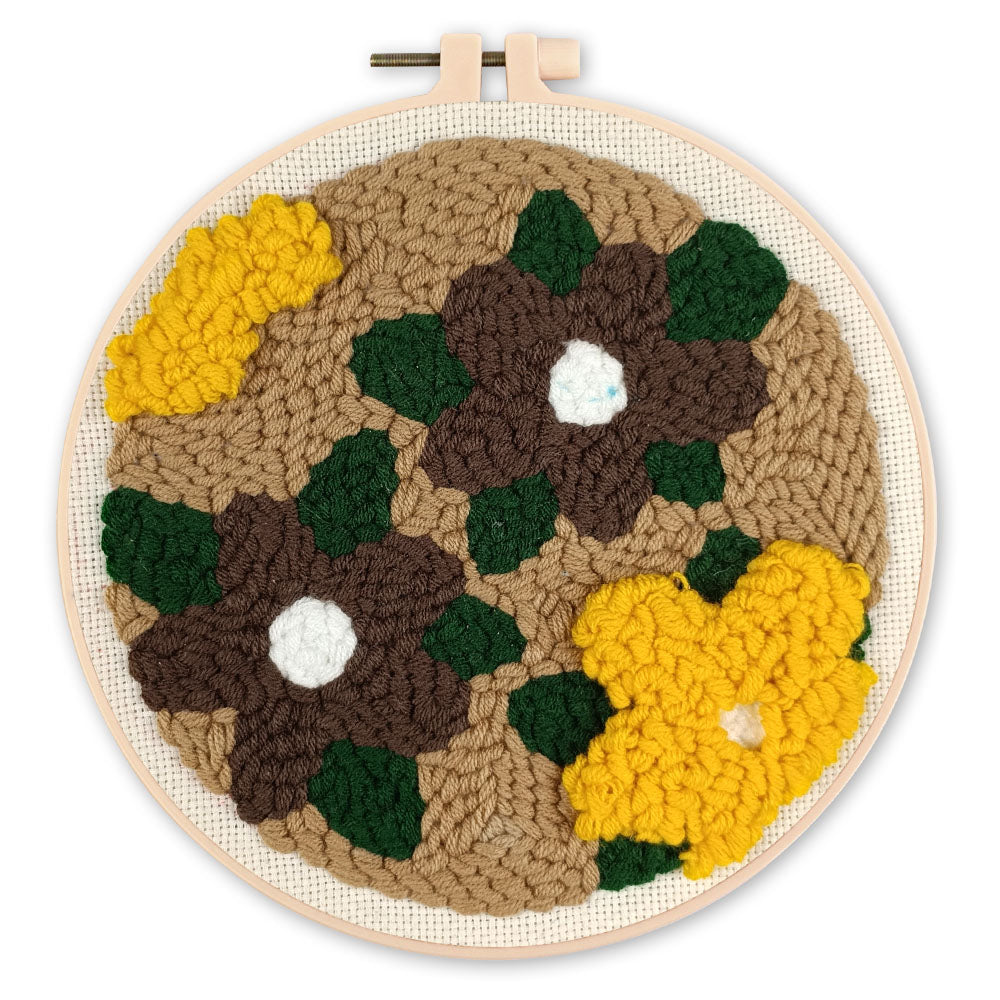 Punch Needle Kit - Yellow and Brown Flowers