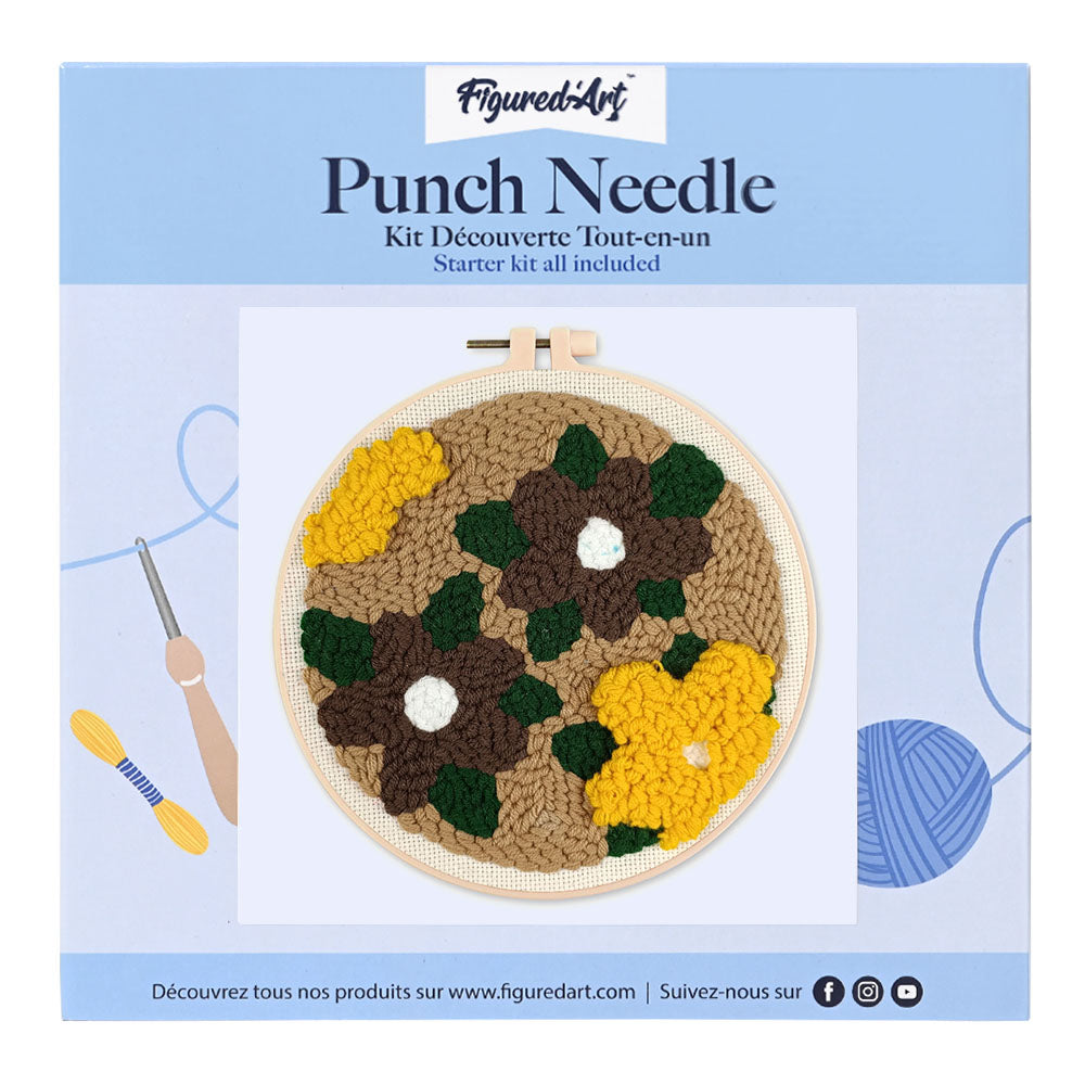 Punch Needle Kit - Yellow and Brown Flowers