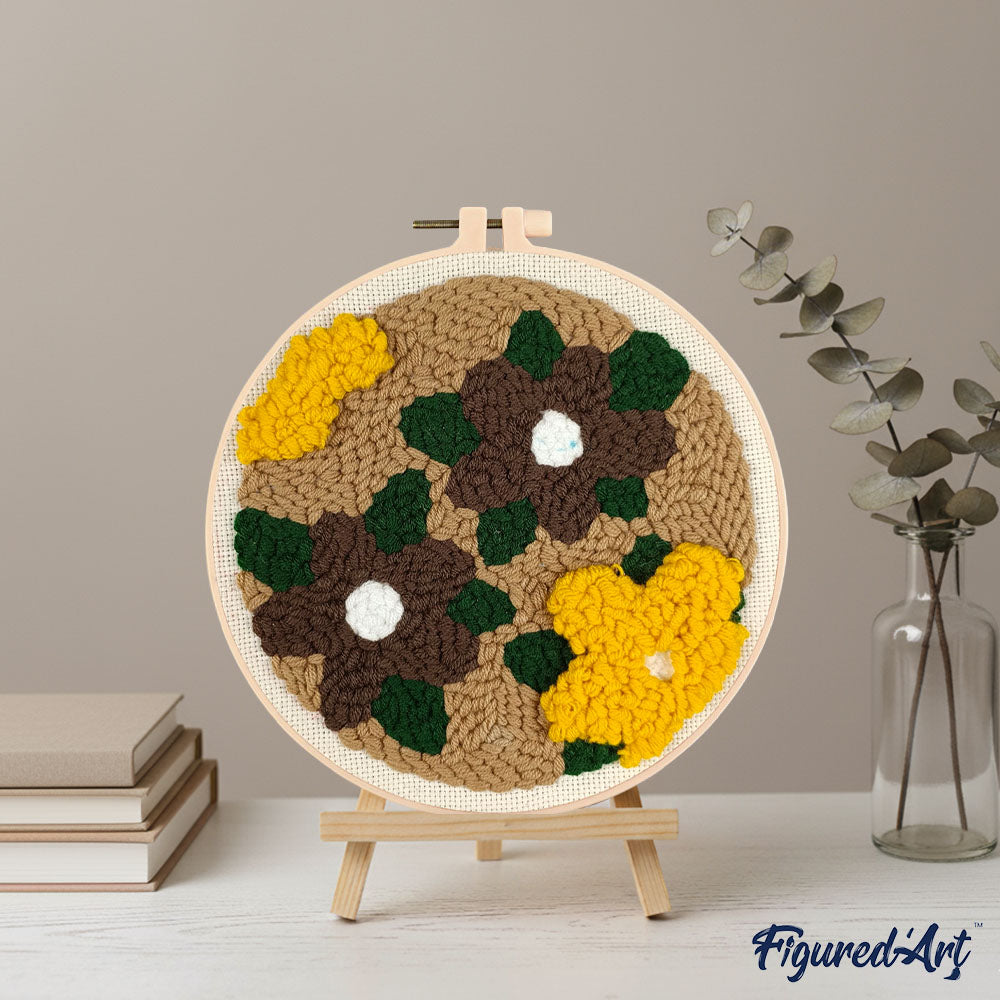Punch Needle Kit - Yellow and Brown Flowers
