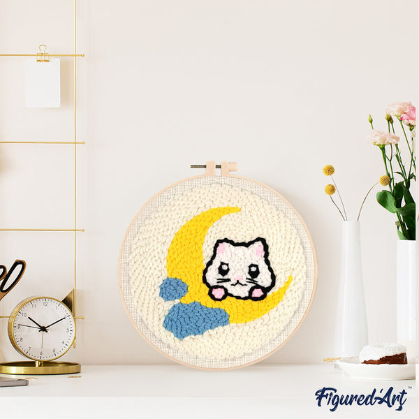 Punch Needle Kit - Cat on the Moon