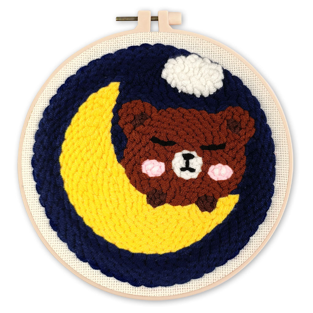 Punch Needle Kit - Cute Bear on the Moon