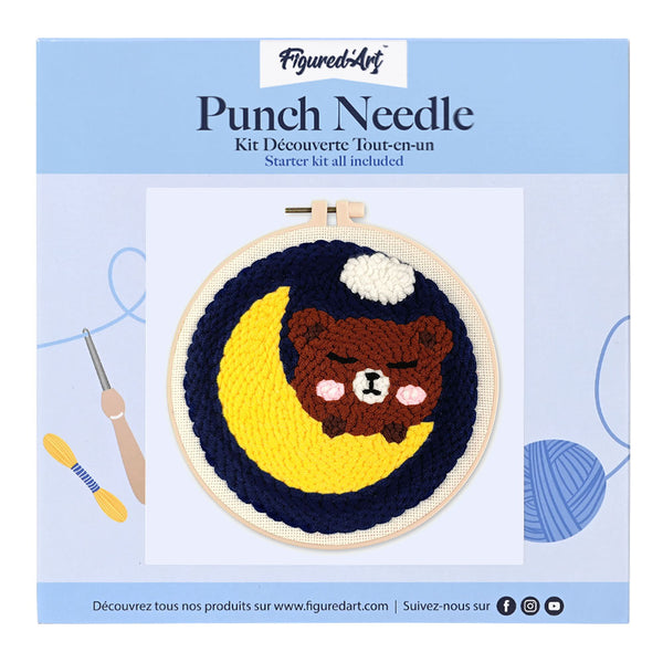 Punch Needle Kit - Cute Bear on the Moon
