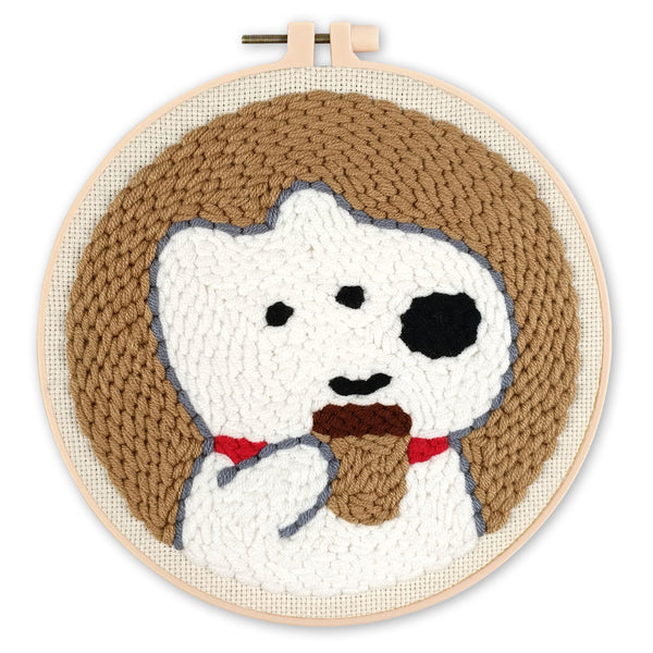 Punch Needle Kit - White Dog and Coffee
