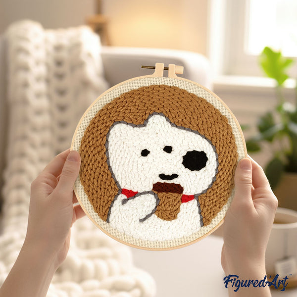 Punch Needle Kit - White Dog and Coffee