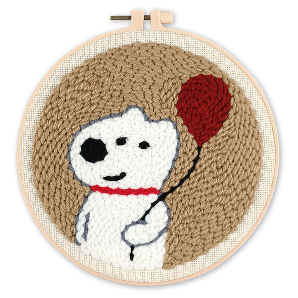 Punch Needle Kit - White Dog and Balloon