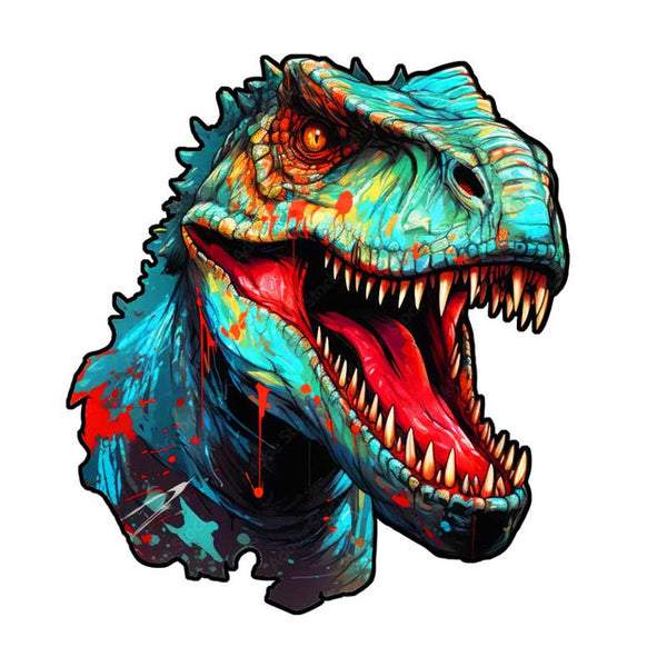 Wooden Puzzle - Cyan Dinosaur