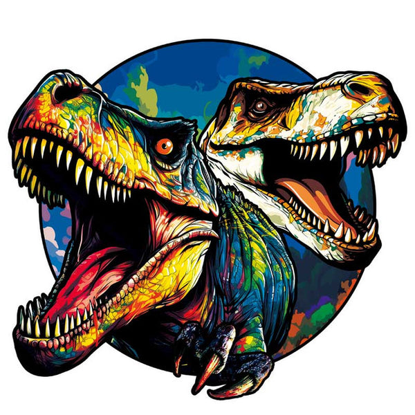 Wooden Puzzle - Evening Twin Dinosaurs