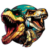 Wooden Puzzle - Twin Hipster Dinosaurs