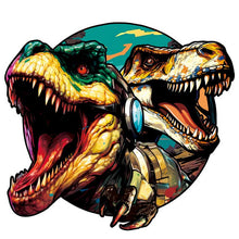 Load image into Gallery viewer, Wooden Puzzle - Twin Hipster Dinosaurs