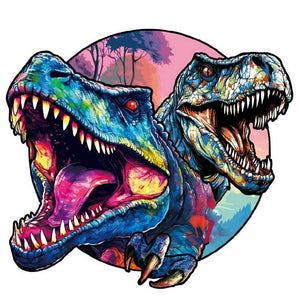 Wooden Puzzle - Cool Twin Dinosaurs