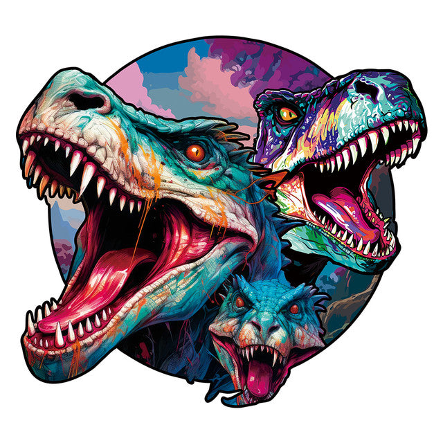 Wooden Puzzle - Twin Dinosaurs and Lizard