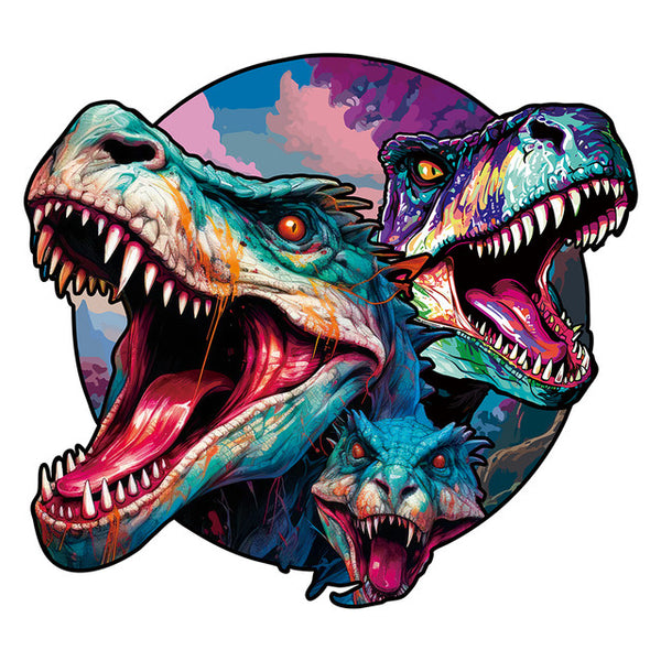 Wooden Puzzle - Twin Dinosaurs and Lizard