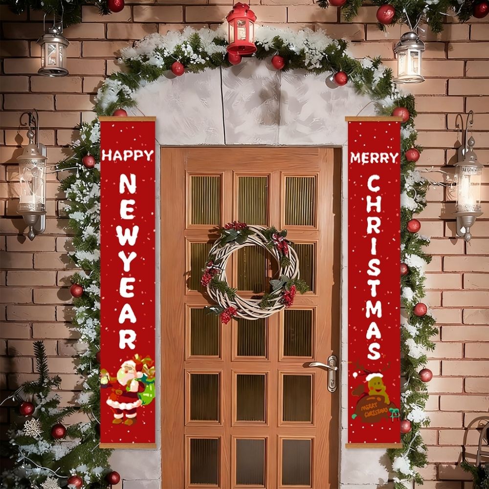Paint by Numbers Front Door Hanging Banners - Santa & Reindeer