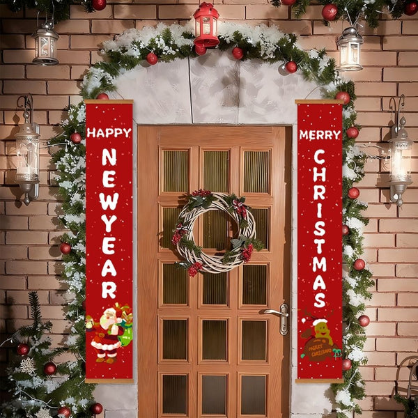 Paint by Numbers Front Door Hanging Banners - Santa & Reindeer