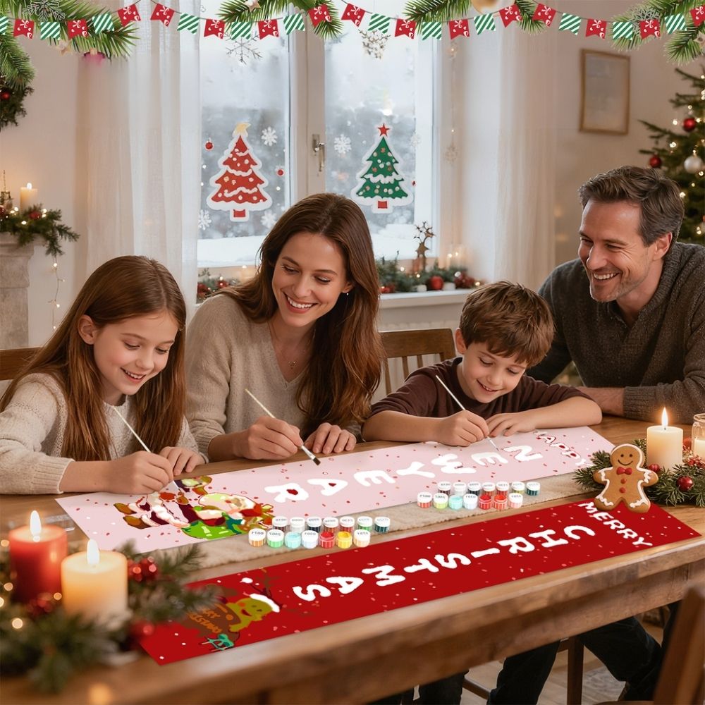 Paint by Numbers Front Door Hanging Banners - Santa & Reindeer