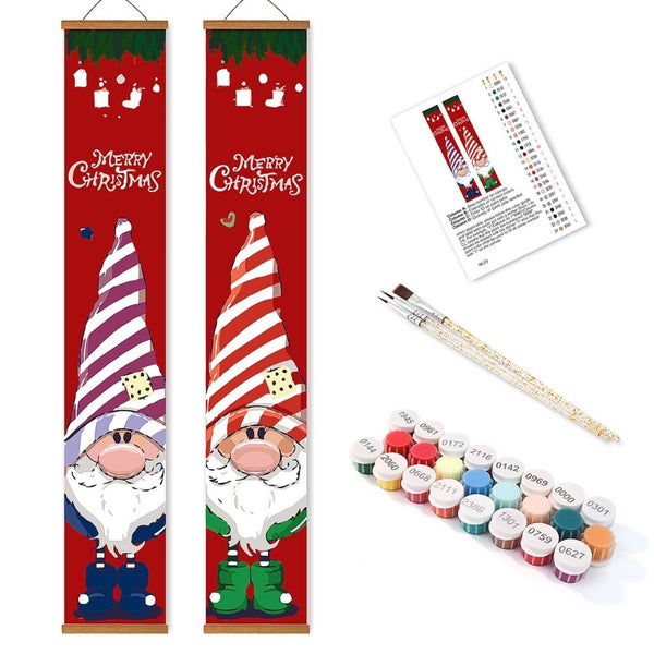 Paint by Numbers Front Door Hanging Banners - Christmas Gnomes