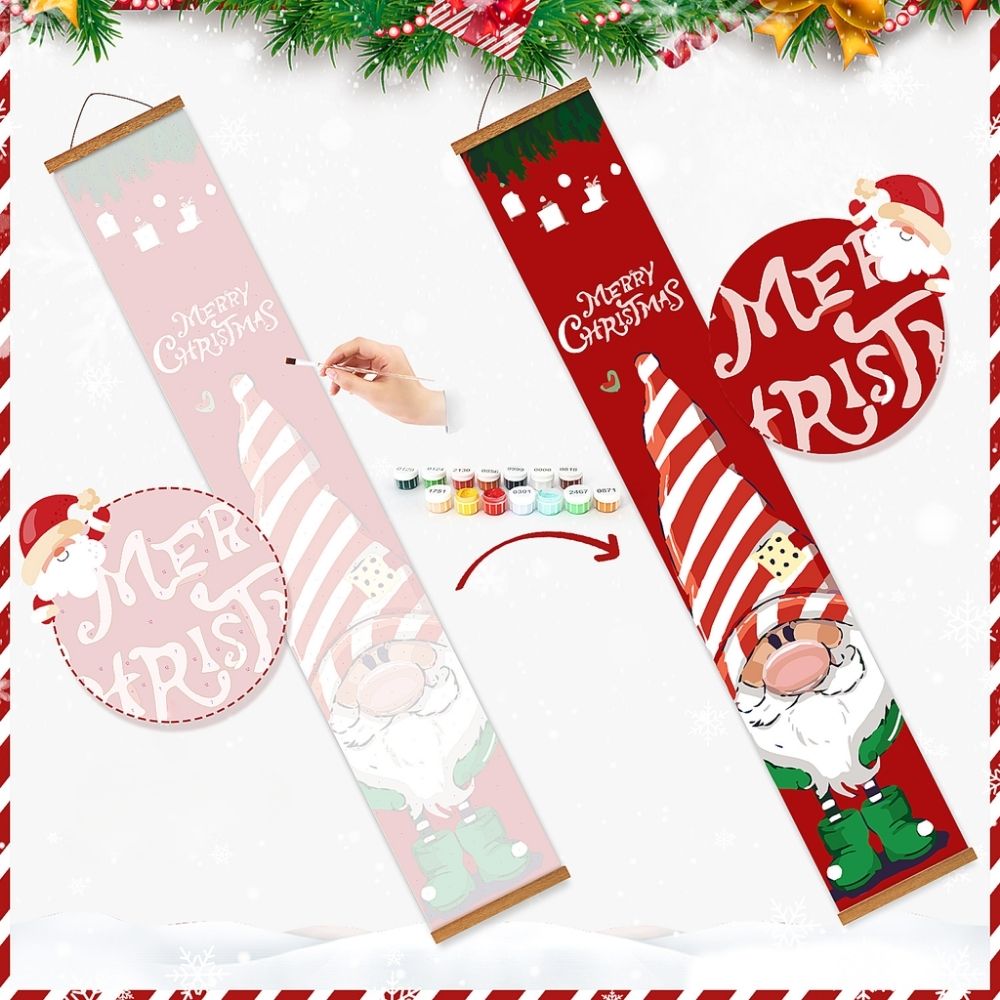 Paint by Numbers Front Door Hanging Banners - Christmas Gnomes