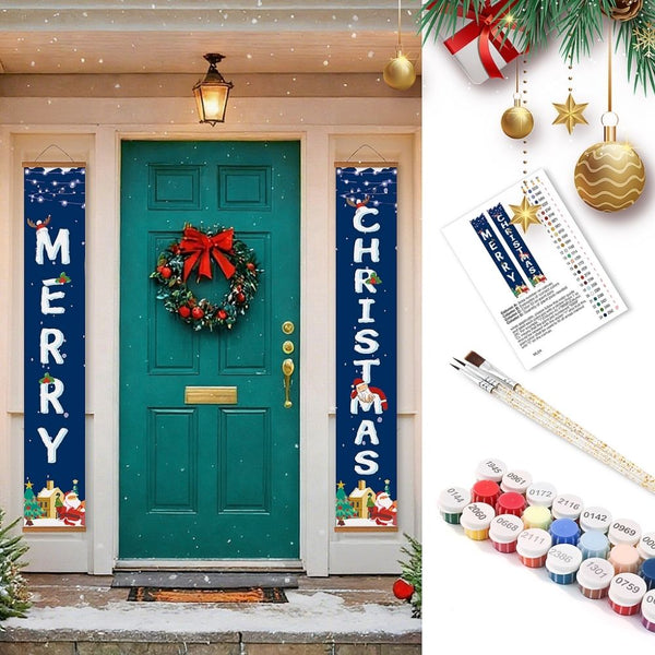 Paint by Numbers Front Door Hanging Banners - Santa Greetings Figured'Art