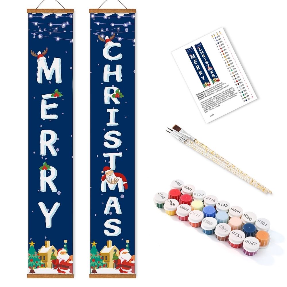 Paint by Numbers Front Door Hanging Banners - Santa Greetings