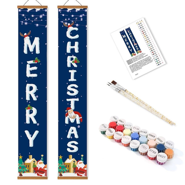 Paint by Numbers Front Door Hanging Banners - Santa Greetings