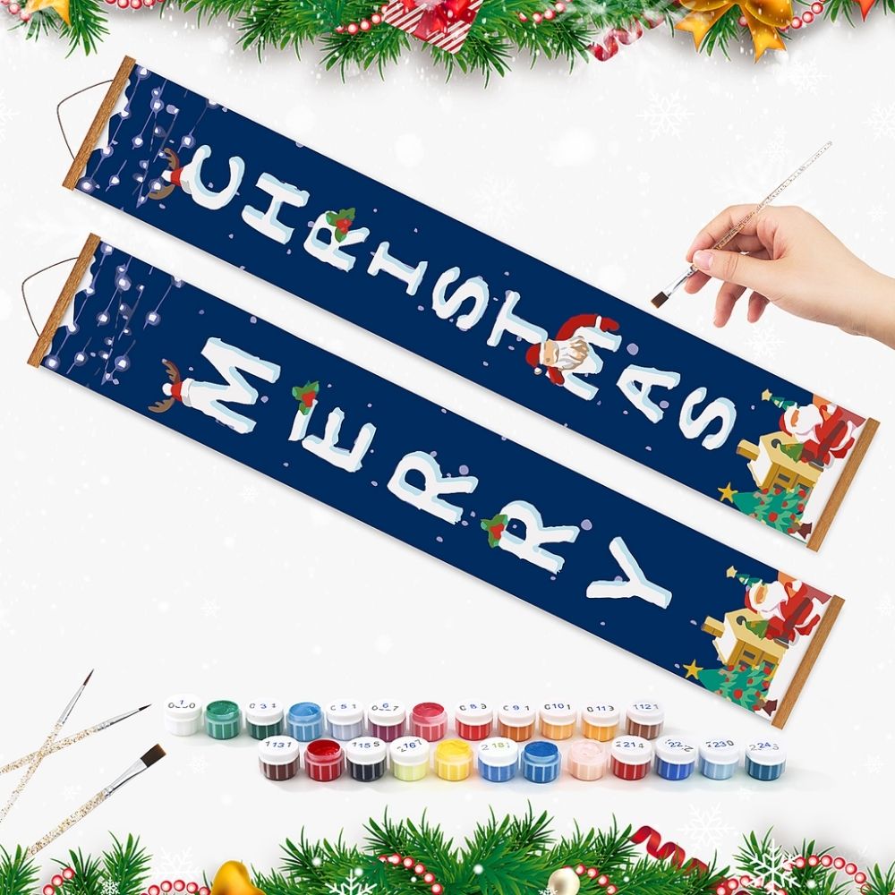 Paint by Numbers Front Door Hanging Banners - Santa Greetings