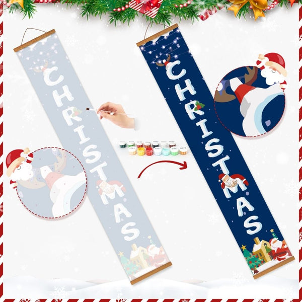Paint by Numbers Front Door Hanging Banners - Santa Greetings