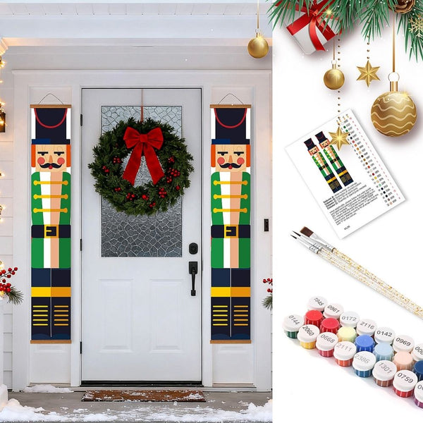 Paint by Numbers Front Door Hanging Banner - Festive Nutcracker Figured'Art