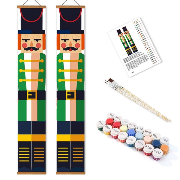 Paint by Numbers Front Door Hanging Banner - Festive Nutcracker
